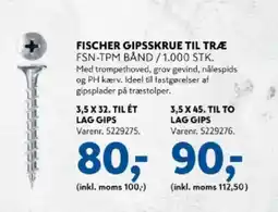 Davidsen Fischer gipsskrue til træ tilbud