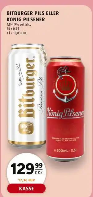 Scandinavian Park BITBURGER PILS ELLER KÖNIG PILSENER tilbud