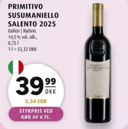Scandinavian Park PRIMITIVO SUSUMANIELLO SALENTO 2025 tilbud