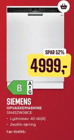 Skousen SIEMENS OPVASKEMASKINE SN45ZW08CE tilbud