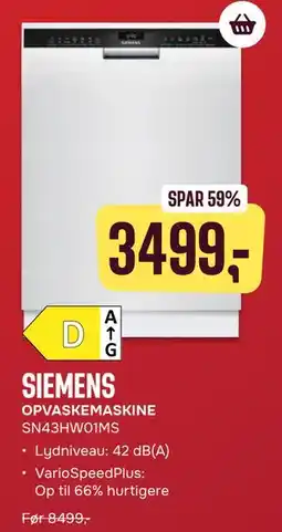Skousen SIEMENS OPVASKEMASKINE SN43HW01MS tilbud