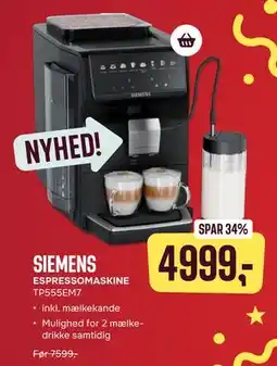 Skousen SIEMENS ESPRESSOMASKINE TP555EM7 tilbud