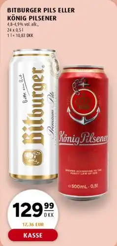 Scandinavian Park BITBURGER PILS ELLER KÖNIG PILSENER tilbud