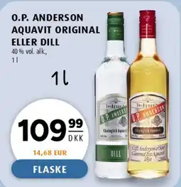 Scandinavian Park O.P. Anderson Aquavit (Original eller Dill) tilbud