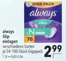 Citti always slip-einlagen tilbud