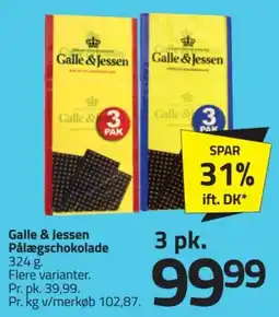 Fleggaard Galle & Jessen Pålægsschokolade tilbud