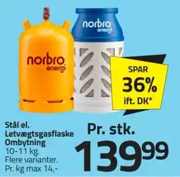 Fleggaard Norbro Energi Stål el. Letvægtsgasflaske tilbud