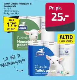 Fleggaard Lambi Classic Toiletpapir el. Kokkenrulle tilbud