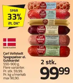 Fleggaard Carl Vollstedt Spegepølser el. Guldsardel tilbud