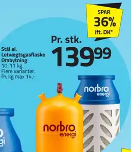 Fleggaard Stål el. letvægtsgasflaske Ombytning tilbud