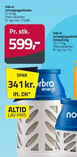 Fleggaard Stål Letvægtsgasflaske tilbud