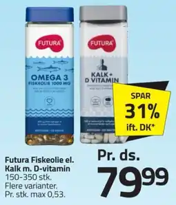 Fleggaard Futura Fiskeolie el. Kalk m. D-vitamin tilbud