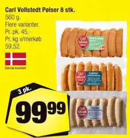 Calle Carl Vollstedt Pølser 8 stk. tilbud