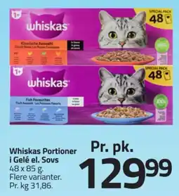 Fleggaard Whiskas Portioner i Gelé el. Sovs tilbud
