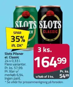 Fleggaard Slots Pilsner el. Classic tilbud