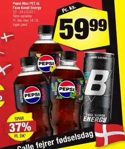 Calle Pepsi Max PET el. Faxe Kondi Energy tilbud