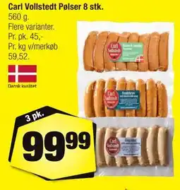 Calle Carl Vollstedt Pølser 8 stk tilbud