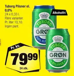 Calle Tuborg Pilsner el. 0,0% tilbud