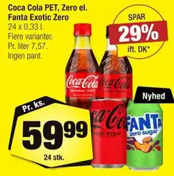 Calle Coca Cola PET, Zero el. Fanta Exotic Zero tilbud