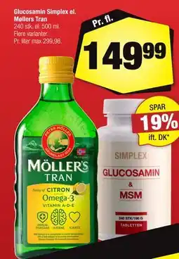 Calle Glucosamin Simplex el. Møllers Tran tilbud