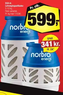 Calle Stål el. Letvægtsgasflaske tilbud