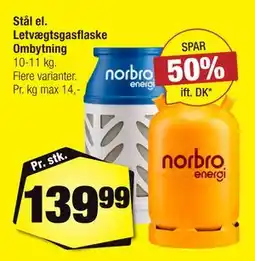 Calle Stål el. Letvægtsgasflaske Ombytning tilbud