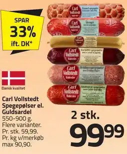 Fleggaard Carl Vollstedt Spegepølser el. Guldsardel tilbud