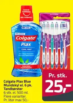 Fleggaard Colgate Plax Blue Mundskyl el. 6 pk. Tandbørster tilbud
