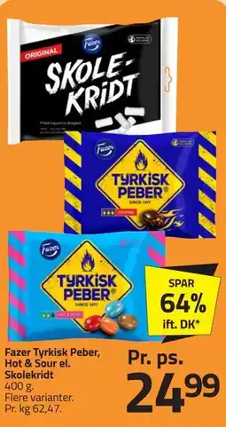 Fleggaard Fazer Tyrkisk Peber, Hot & Sour el. Skolekridt tilbud