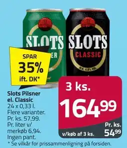 Fleggaard Slots Pilsner el. Classic tilbud