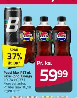 Fleggaard Pepsi Max PET el. Faxe Kondi Energy tilbud