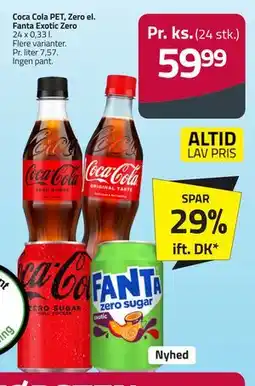 Fleggaard Coca Cola PET, Zero el. Fanta Exotic Zero tilbud