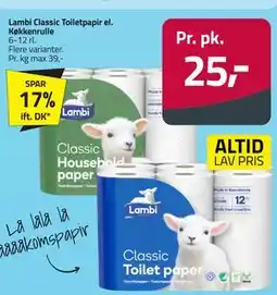 Fleggaard Lambi Classic Toiletpapir el. Køkkenrulle tilbud