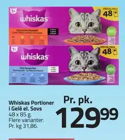 Fleggaard Whiskas Portioner i Gelé el. Sovs tilbud