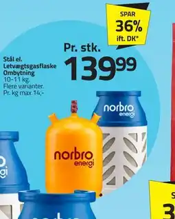 Fleggaard Stål el. Letvægtsgasflaske Ombytning tilbud