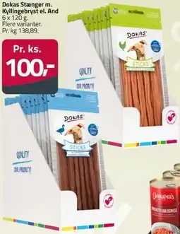 Fleggaard Dokas Stænger m. Kyllingebryst el. And tilbud