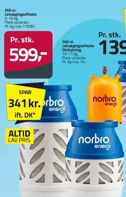 Fleggaard Stål el. Letvægtsgasflaske tilbud