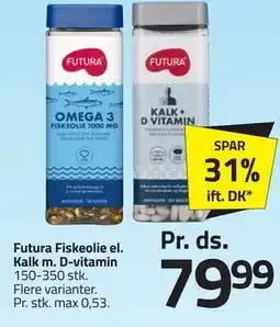 Fleggaard Futura Fiskeolie el. Kalk m. D-vitamin tilbud