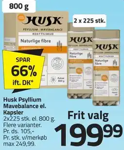 Fleggaard Husk Psyllium Mavebalance el. Kapsler tilbud