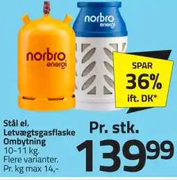 Fleggaard Stål el. Letvægtsgasflaske Ombytning tilbud