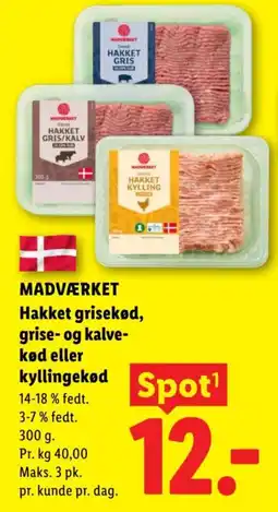 Lidl Madværket hakket grisekød, grise- og kalvekød eller kyllingekød tilbud