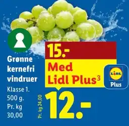 Lidl Lidl Grønne kernerfri vindruer tilbud