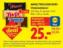 Lidl Mars/Twix/Snickers Chokoladebarer tilbud