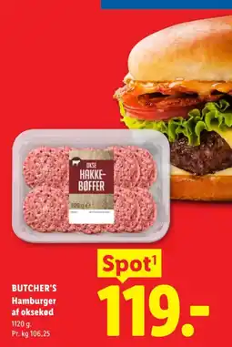 Lidl Butcher's Hamburger af oksekød tilbud