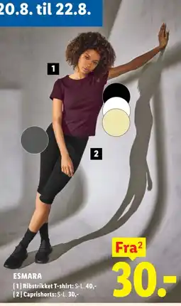 Lidl Esmara Ribstrikket T-shirt Caprishorts tilbud