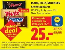 Lidl MARS/TWIX/SNICKERS Chokoladebarer, App-pris tilbud