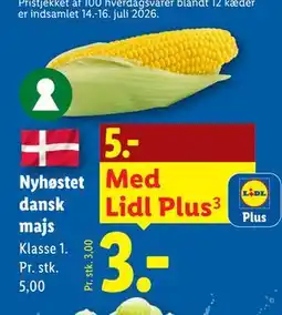 Lidl Nyhøstet dansk majs tilbud