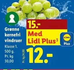 Lidl Grønne kernefri vindruer tilbud