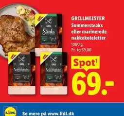 Lidl GRILLMEISTER Sommersteaks eller marinerede nakkekoteletter tilbud