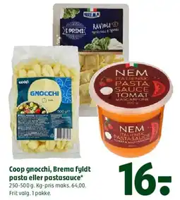 Coop 365 Coop gnocchi, Brema fyldt pasta eller pastasauce tilbud